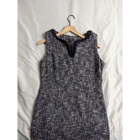 Talbots Dress Blue Tweed Sheath Sleeveless Cotton Blend Womens Size 10 - Picture 2 of 9